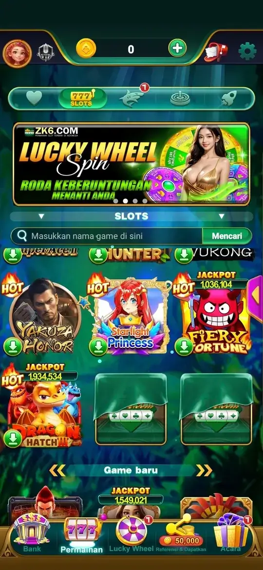 ZK6 koleksi permainan slot dan lucky wheel